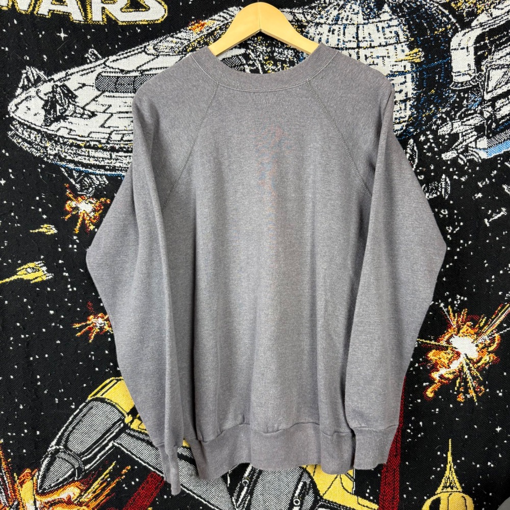 Vintage ICU Sweatshirt Mens XL Grey Blank Raglan Pullover Made in USA Heather